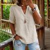 Women's Fashion Casual V-Neck Short Sleeve Blouses & Shirts