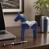 Wooden Dala Horse Decoration Hand Painted Trojan Figurine, Solid Wood Vintage Scandinavian Ornament Statue, Rustic Decorative Tabletop for Home