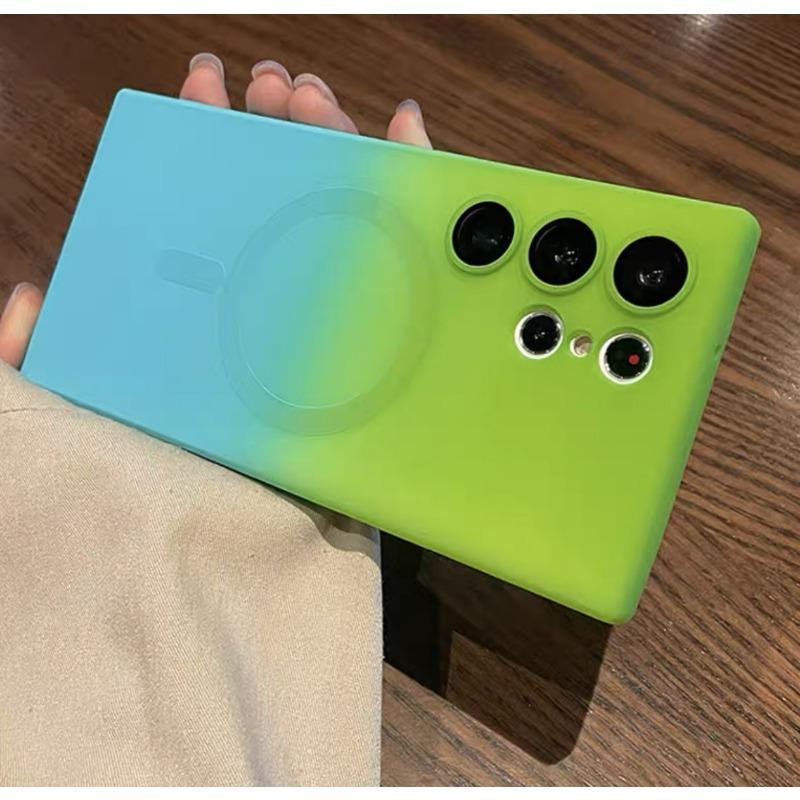 Suitable for Samsung S23ultra Liquid Silicone Gradient Magnetic Suction Phone Case S22 Anti Fall TPU Soft Shell with Lens Film