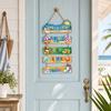 Summer Beach Wood Sign Plaques, with Hemp Rope Outdoor Decoration, Durable Wall Art for Porch Balcony Pool Party Vacation