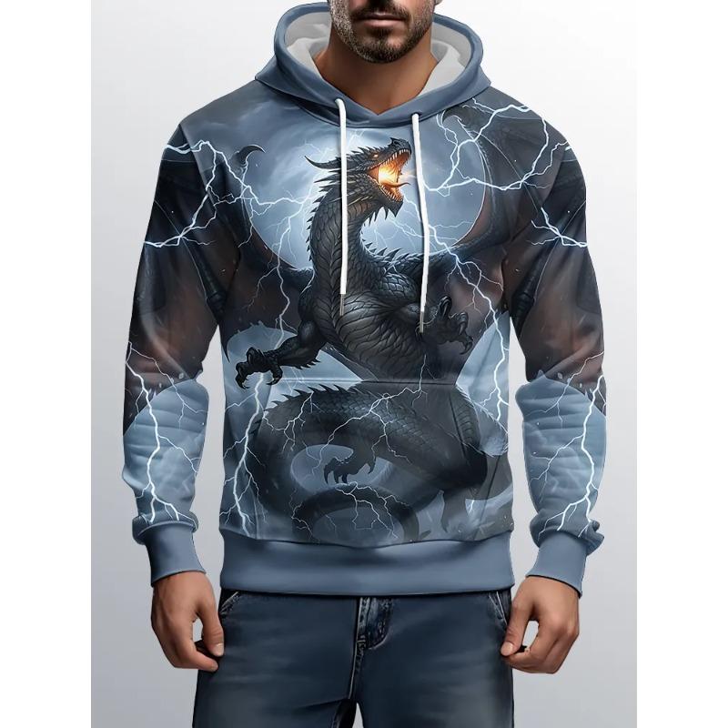 Men's Autumn and Winter 3D Printed Hooded Fashion Versatile Trend Breathable Casual Hoodies & Sweatshirts (men’s)