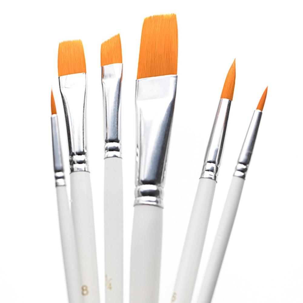 

2103116 6Pcs/Set Wood Handle Paint Brushes Watercolor Gouache Acrylic Painting Nylon Hair Paintbrushes Kit Type A
