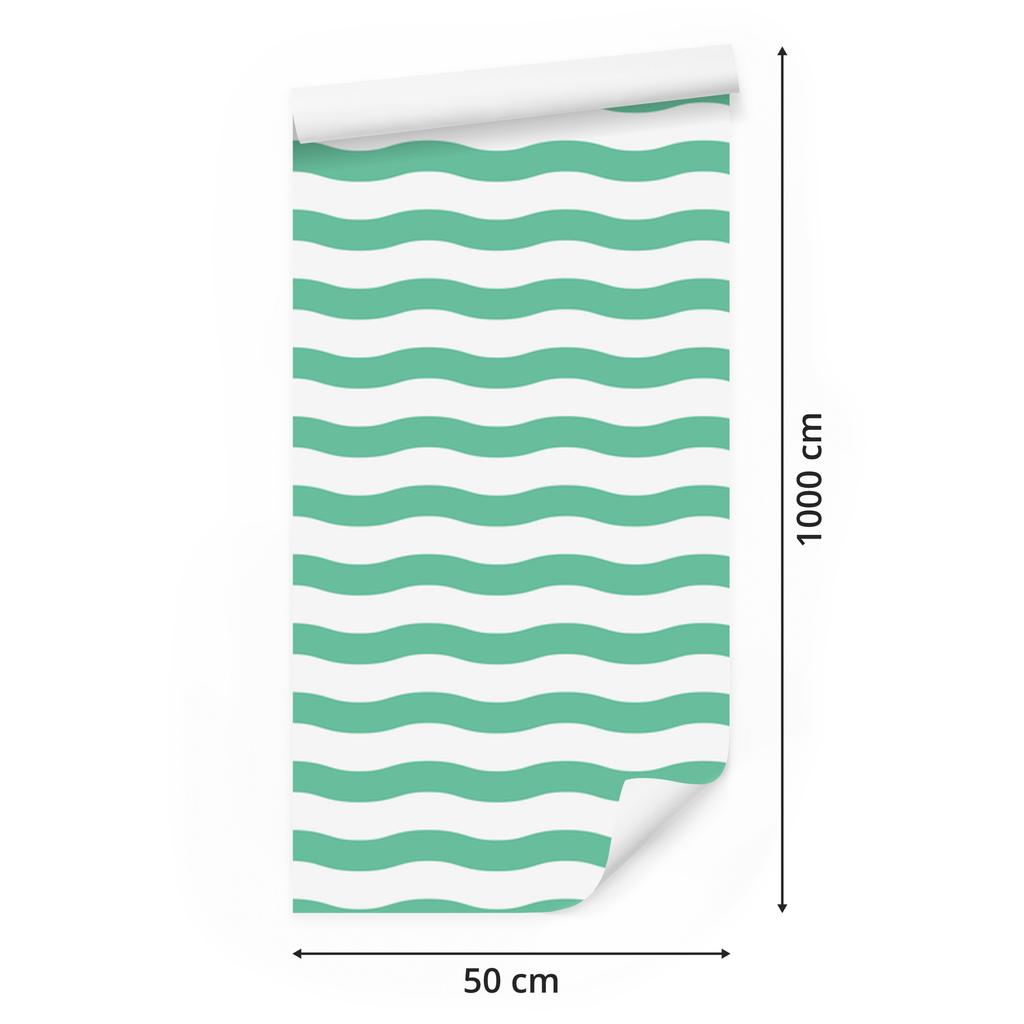 White and Sea Blue Striped Wallpaper for Living Room and Bedroom 50x1000