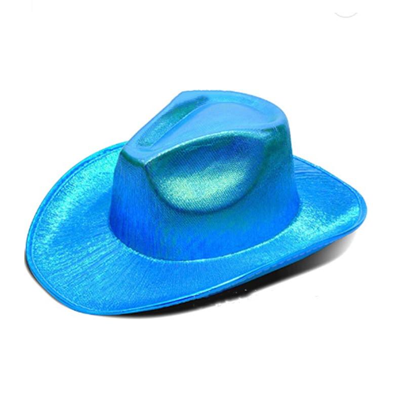 Cowboy hat Christmas stage carnival party Pink fluorescent colorful cowboy hat Compound laser hat Western style illusion 56-58cm
