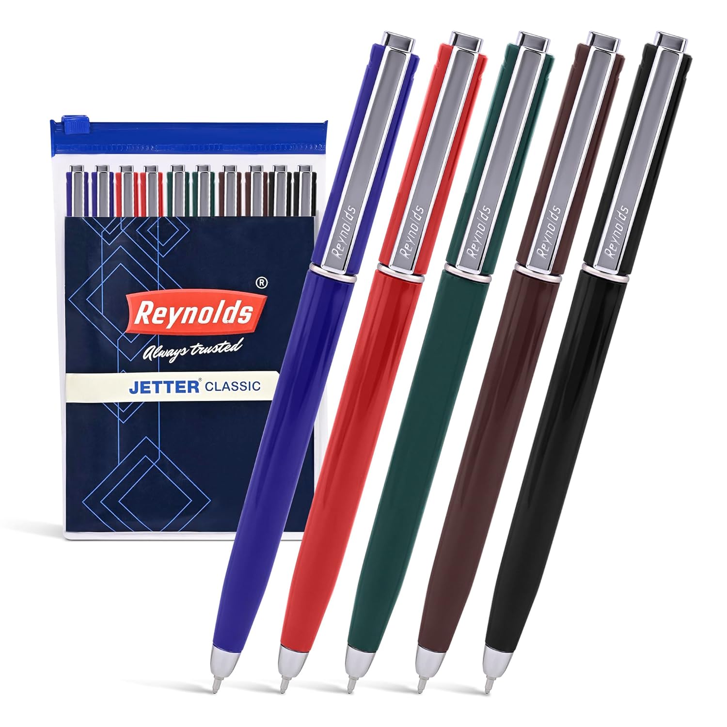 

Reynolds Jetter Classic Ball Pen Set Of 1 (10 PENS BLUE) Blue Ink 0.7 mm Tip Smooth Writing Pens For Office School And Professional Use
