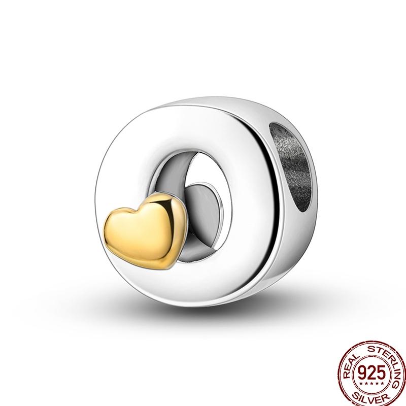 Copper 26 Letter English Alphabet Charms Beads Gold Heart Pendant Fit Original Bracelet Diy Jewelry Making As Gifts