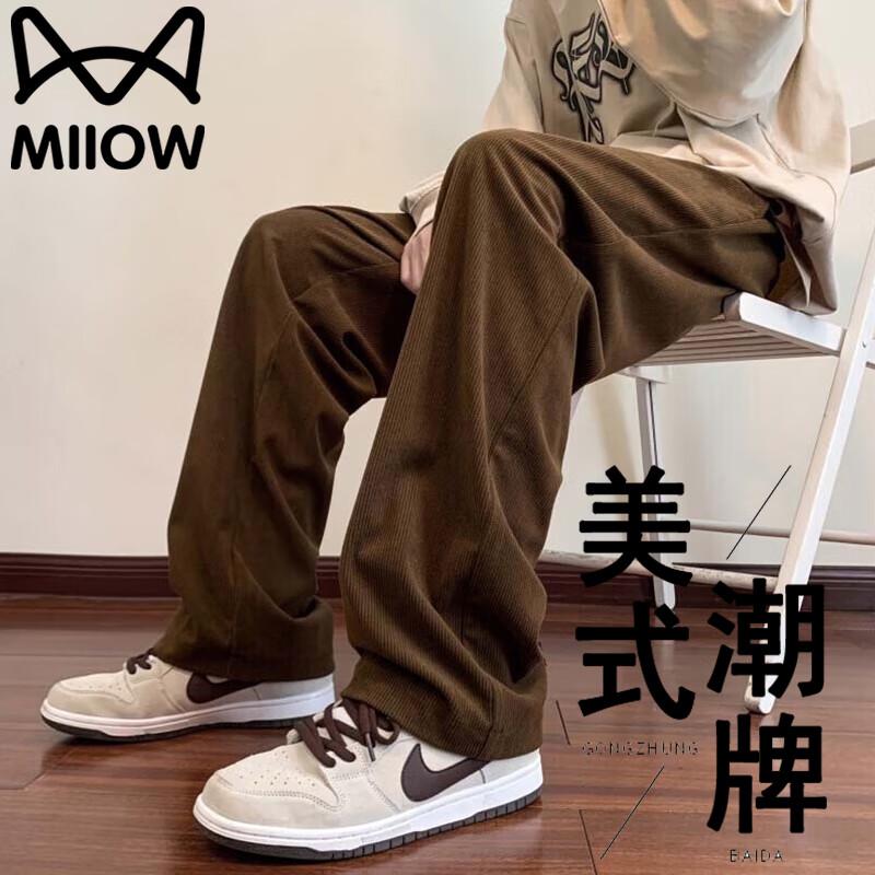 

MaoRen Men s Retro Corduroy Straight-Leg Casual Pants XL