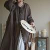 Spring Autumn Women's Vintage Ramie Shirt Dress Women Lantern Sleeve Design Dresses Loose Thin Vestidos