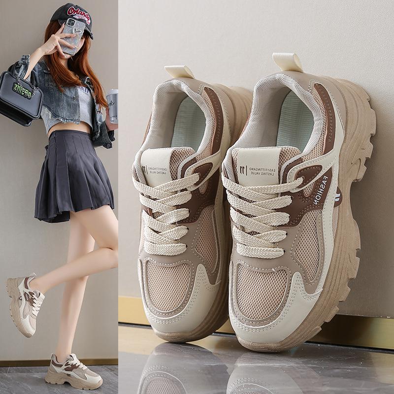 Dad Shoes for Women's New Autumn Korean Versatile Women's Shoes Thick Sole Height-enhancing Breathable Sports Mesh Shoes