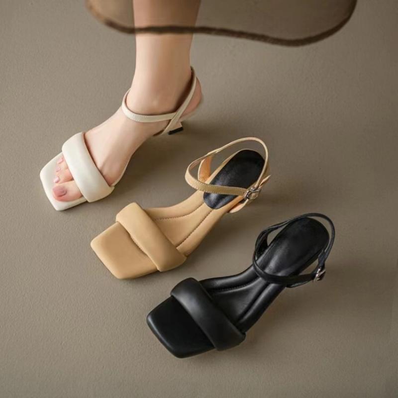Scarpe donna stile francese moda temperamento estate nuovo stile tacco unico moda versatile punta quadrata sandali donna comfort scarpa singola