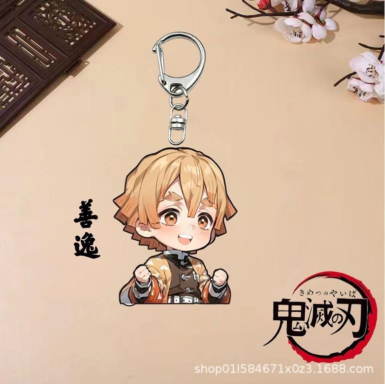Acrylic Anime Keychain Nezuko Mitsuri Kanroji Muichiro Tokito Double Sided Transparent Pendant Cosplay Accessories