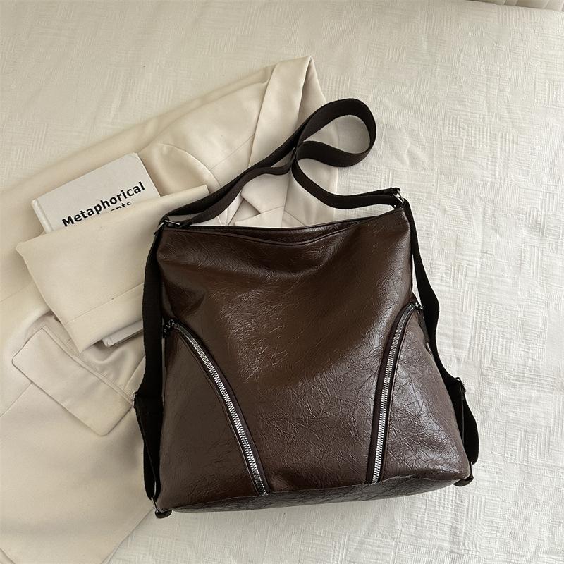 

Shoulder bag oblique span bag backpack 2025 new retro multi-functional fashion texture large capacity temperament tote bag