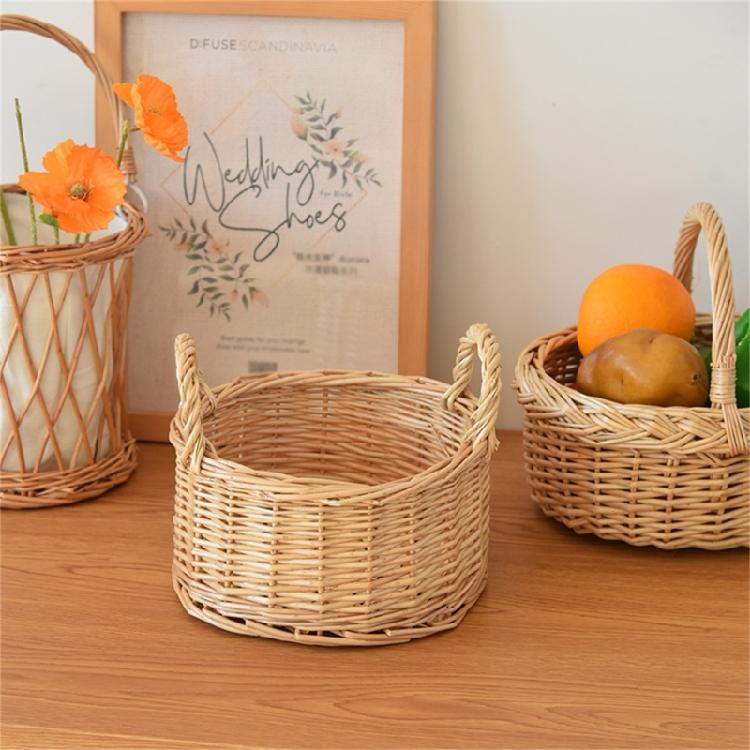 Fruit Bread Basket Breathable Rattan Basket Vegetable Storage Serving Basket for Wedding Home Party Photography