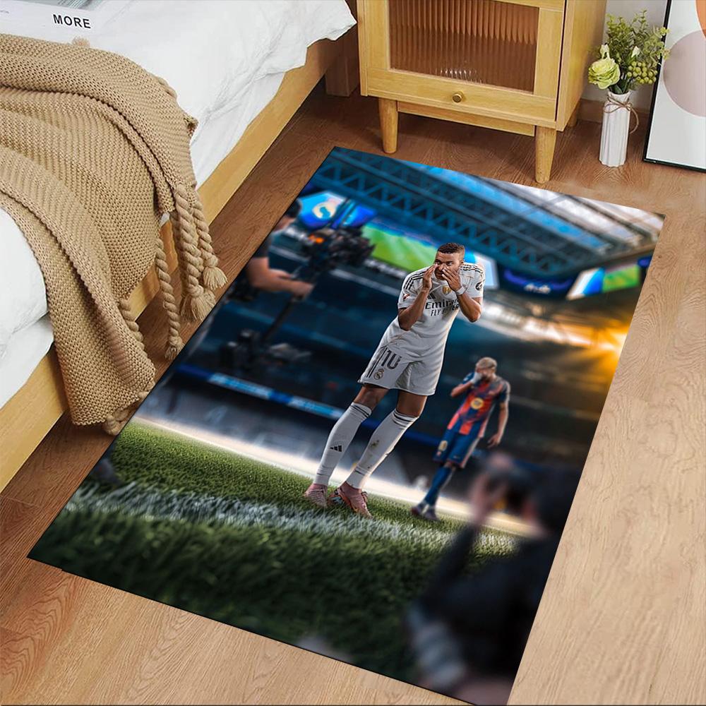 Star Player Kylian Mbappé Floor Mat Design for Outdoor Playrooms Game Room Entryway Antislip Carpet Anime Office Decor
