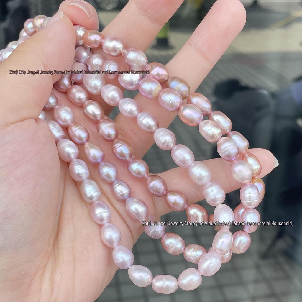 7-9mm Natural Taro Purple Freshwater Pearl Rice Beads Strand for DIY