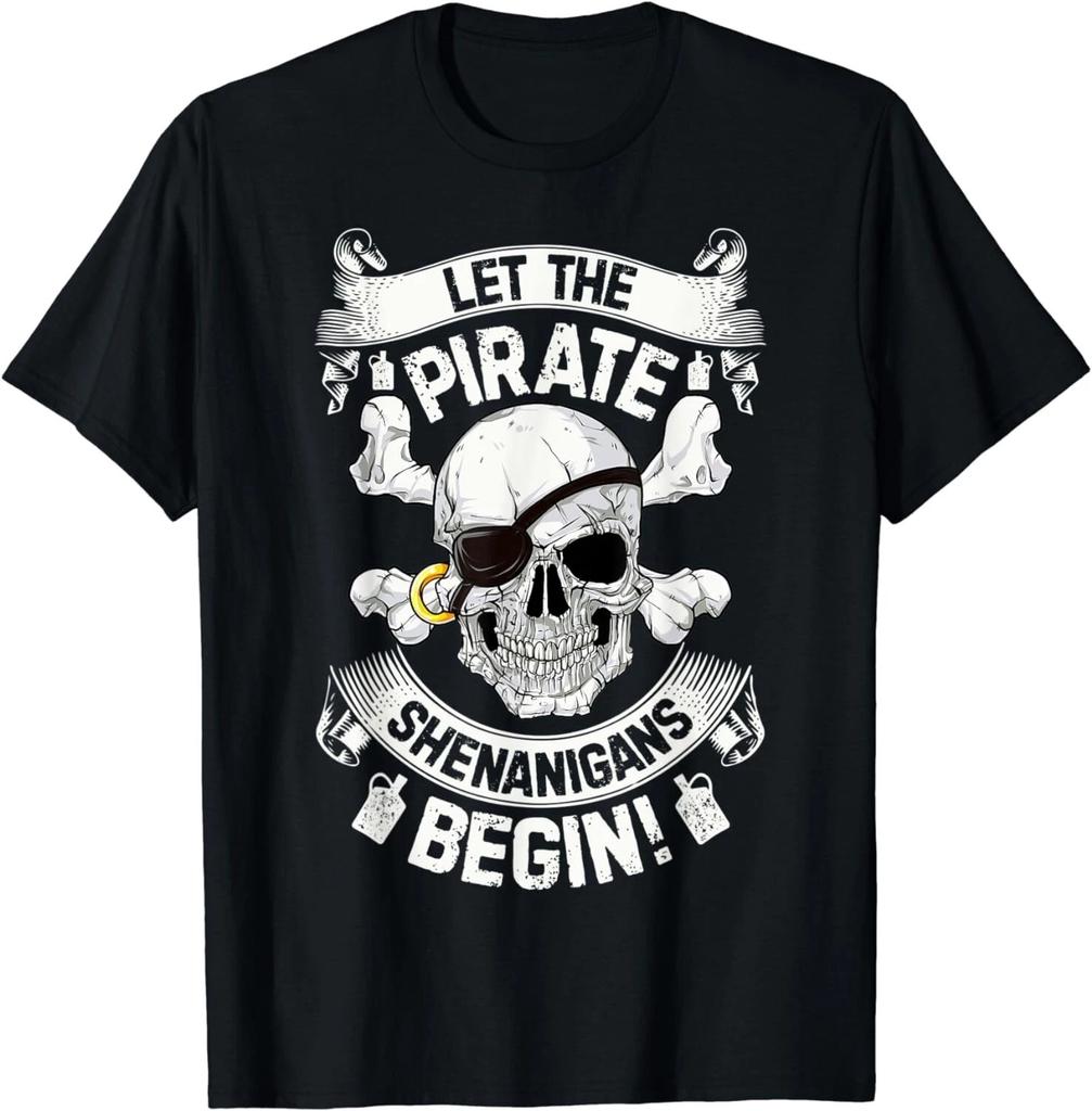 Lasst die Piratenstreiche beginnen Jolly Roger Totenkopf Pirat Geschenk Unisex T-Shirt