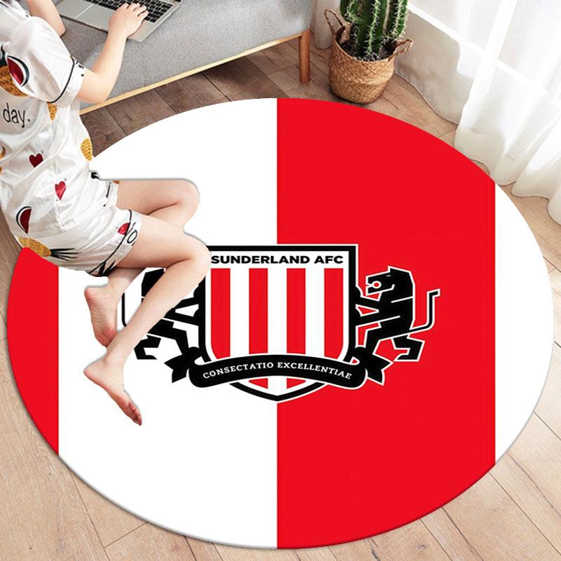 Sunderland Association Football Club Round Area Rug,Carpet Rug for Living Room Bedroom Sofa Playroom Decor,Non-slip Floor Mat