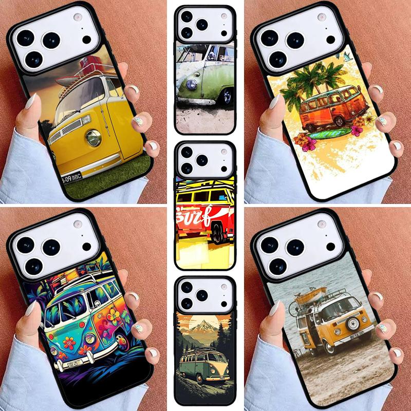 Combi Van Surf Bumper Phone Case for iPhone 16e 15 14 13 12 17 Pro Max Plus Air 17pro Cover Coque