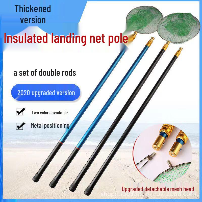 Detachable Insulated Landing Net with Telescopic Fishing Rod and Net Pole