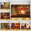 Christmas Photography Backdrop Photo Studio Xmas Tree Fireplace Gift Santa Clause Winter Family Party Decor Kid Photo Ba 477