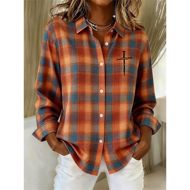 Fashionable Women's Oversized Long-Sleeve Shirt Comfortable And Breathable Collar Design 3D Patchwork Color-Printed Trendy Shirt