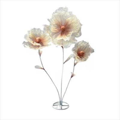 Single Flower Head Simulated Flower Large Poppy Beautiful Decoration Window Display Flower Stand Props Silk Mesh Yarn