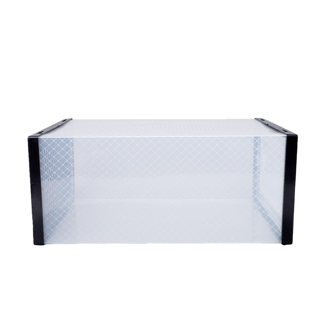 12 Pack Shoe Boxes Plastic Clear Stackable Shoe Storage Organizer Display Case with Lid for Closet Black Frame