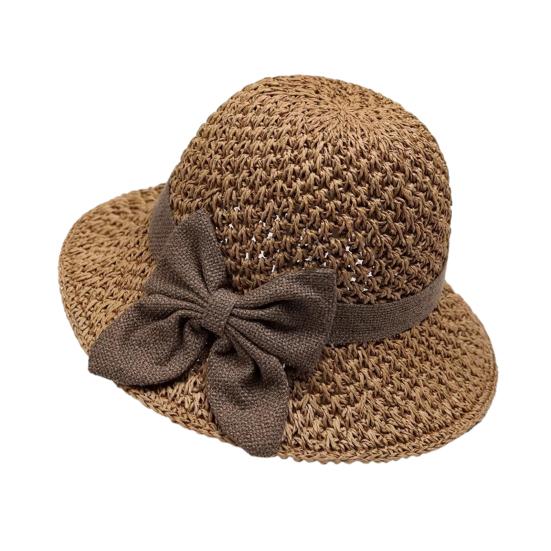 Women Sun Hat, Small Brim Straw Fisherman Hat, with Bow Decor Sun Protection UV Block Hat for Summer Outdoor Travel