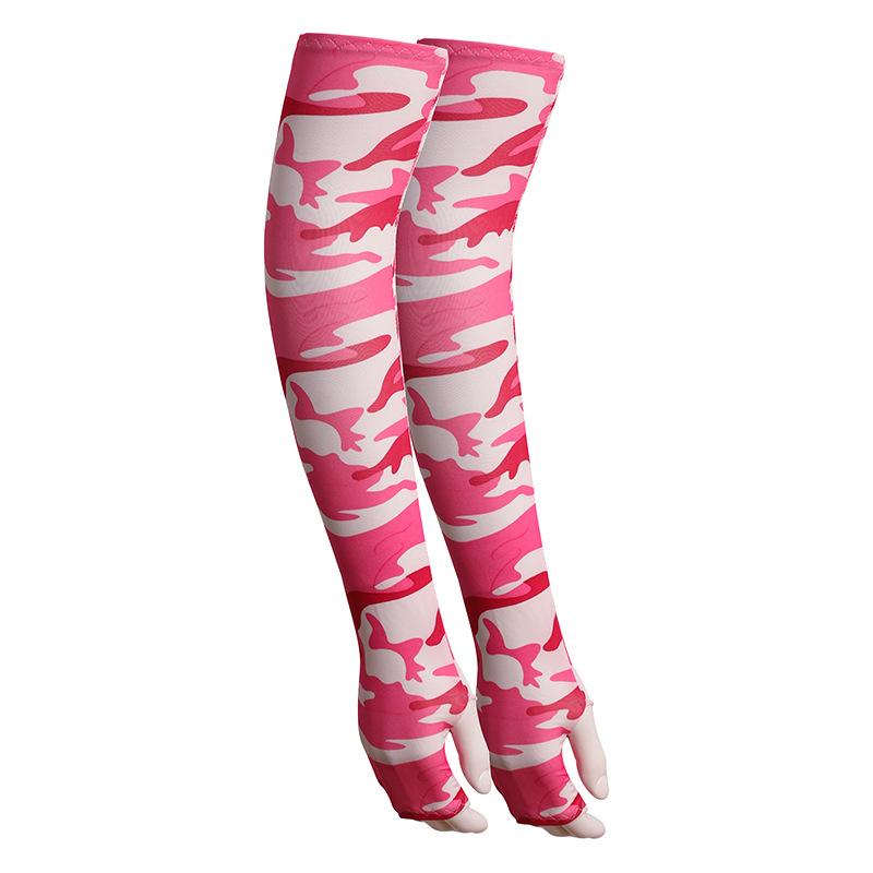 A pair Outdoor Sunscreen Ice Silk Arm Sleeves for Hiking, Cycling, Camouflage, Extra Large and Long Fingerless Arm Sleeves for Bicycles and Fishing