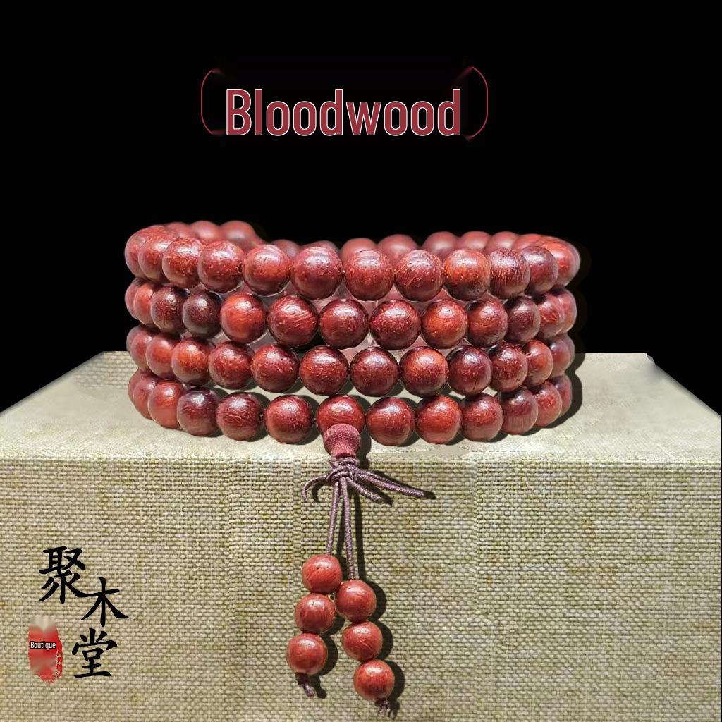 Golden Sandalwood Buddhist Prayer Beads Bracelet - 108 Beads, Wooden Wenwan Ornaments for Men, Women, Couples