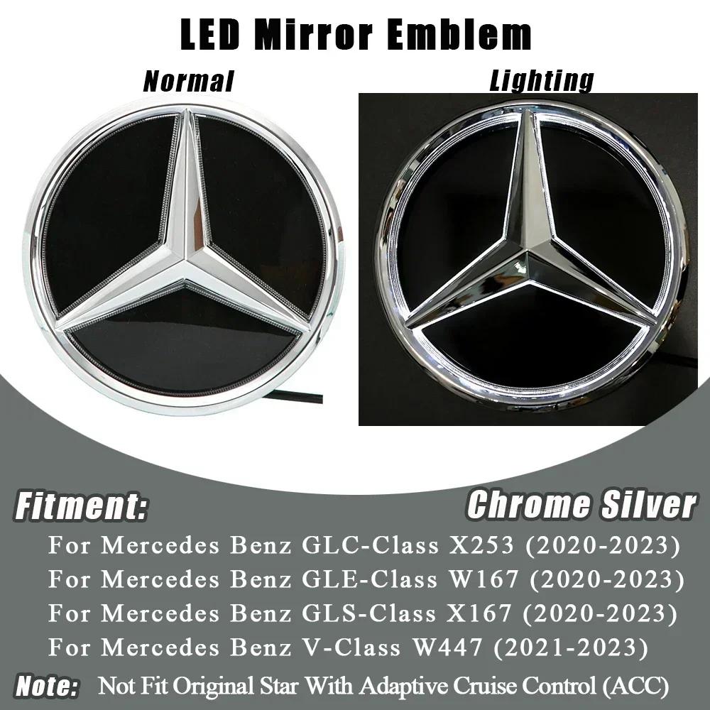 Autoaufkleber 2025 Heiß Für Mercedes Benz Chrom Silber Und Glänzend Schwarz Frontgrill Stern Emblem Beleuchtetes Logo Für Mercedes Be