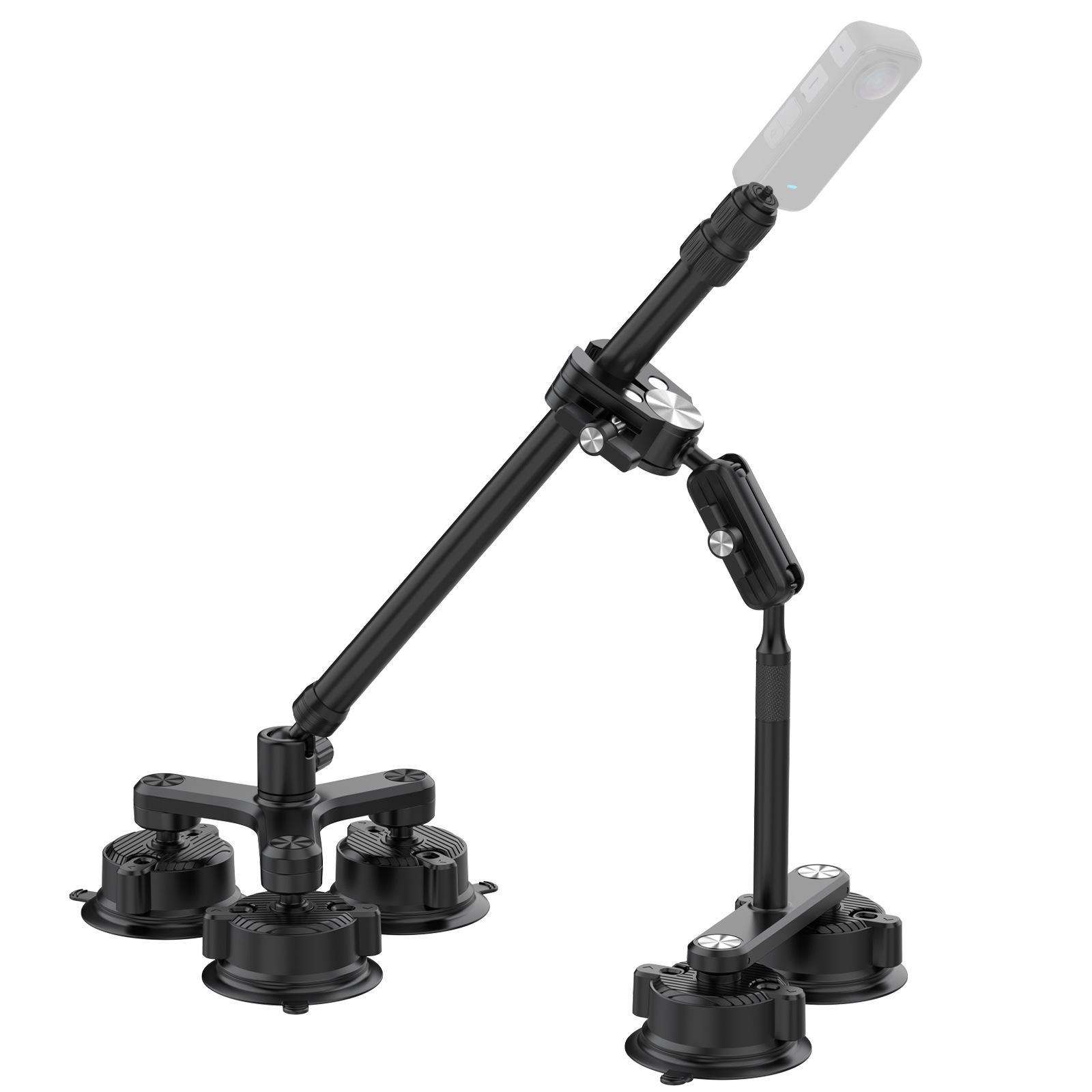 Wholesale Triple Suction Camera Car Mount Kit 47 Inch Invisible Stick for Insta360 X5 X4 X3 GoPro Insta360 Triple Suction Cup Car Mount