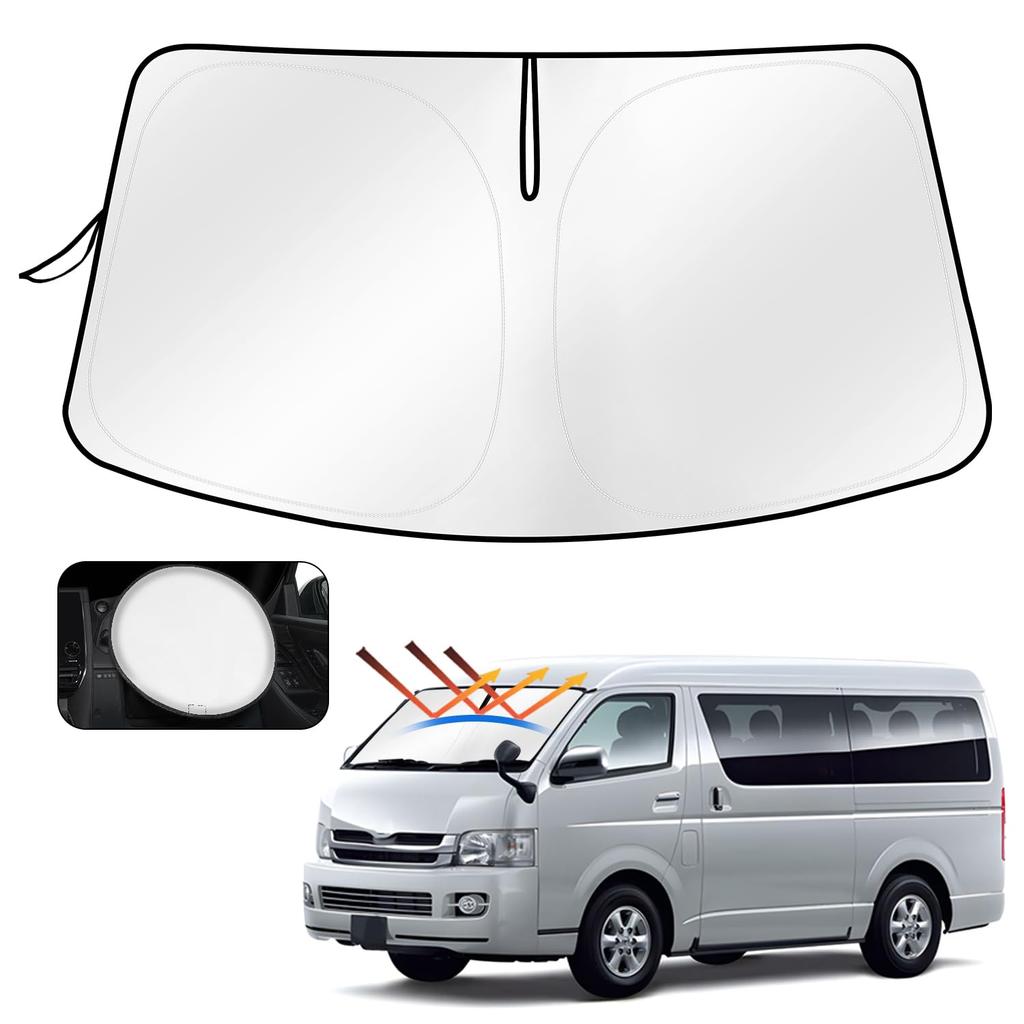 Cartist Toyota Hiace 200 Series Front Sunshade HIACE H200 Standard Body Sunline Sunset Sunfia Windshield Sunshade Shade Curtain Blackout Shade