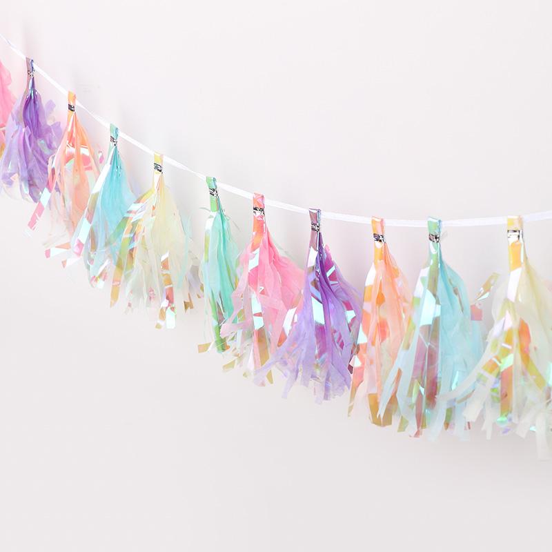 1/2Packs Rainbow Color Paper Tassel Garland For Kids Unicorn Mermaid Birthday Party Decoration Baby Shower Wedding Supplies
