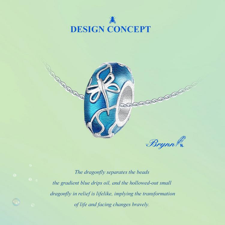 WOSTU 925 Sterling Silver Blue Drips Oil Dragonfly Charm Beads for Women Girls Bracelet & Bangle DIY Jewelry