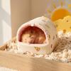 Thickened Quilted Warm Shelter Hamster Bed, Cartoon Print Cozy Hideout, Winter Cave Comfortable Hideaway for Hamsters Small Animal Cage Accessories