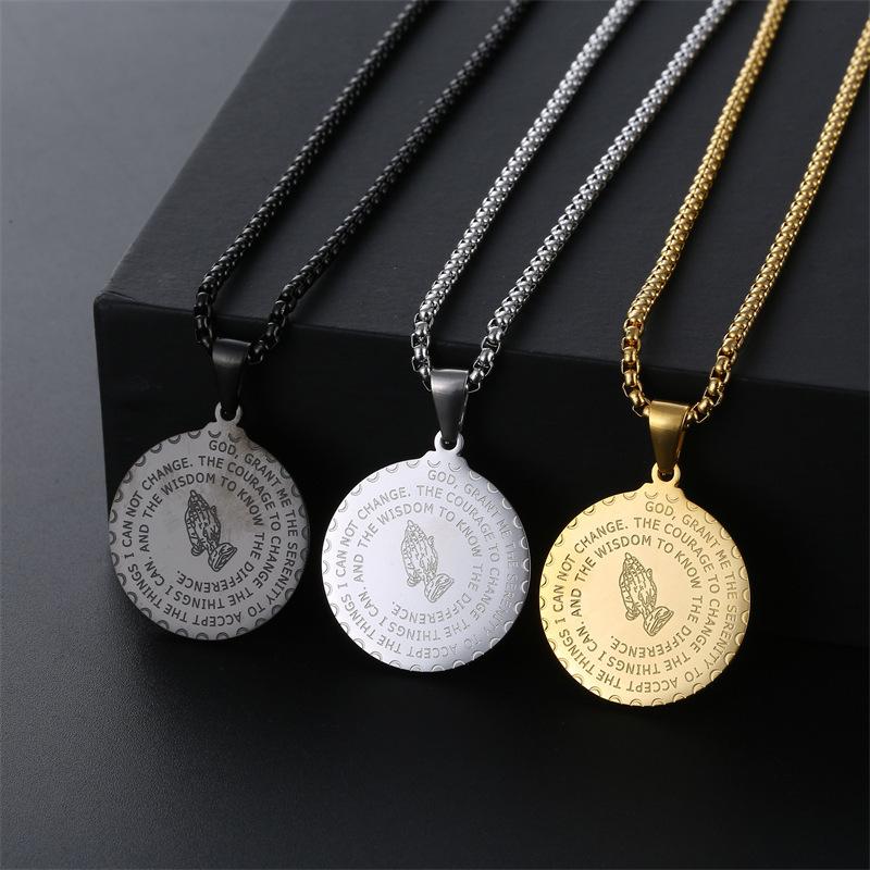 European and American Style Men's Praying Hands Medal Necklace E-commerce Jewelry