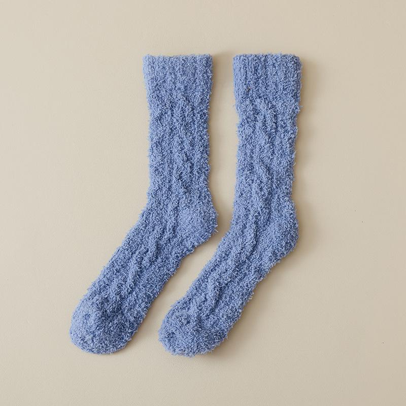 Verdickt und Warm - Winter-Socken aus Korallenfleece für Herren, Fusseln nicht, Gedrehte Halb-Fleece-Mittelwaden-Socken für Sport
