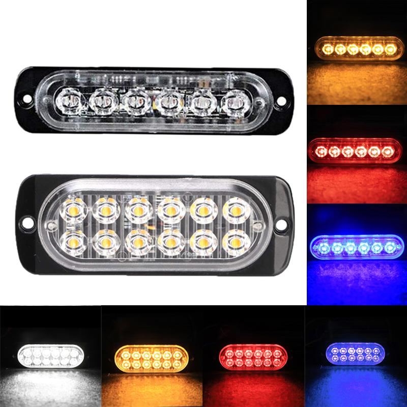 6LED Car Warning Light Grill Emergency Police Lights 12V 12LED Constant Warning Light Trailer Rear Side Warning Lamp Assembly