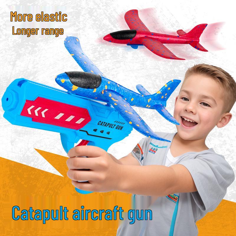Foam Projectile Airplane Launcher: Hand-Throw Glider Toy for Kids with One-Key Flight