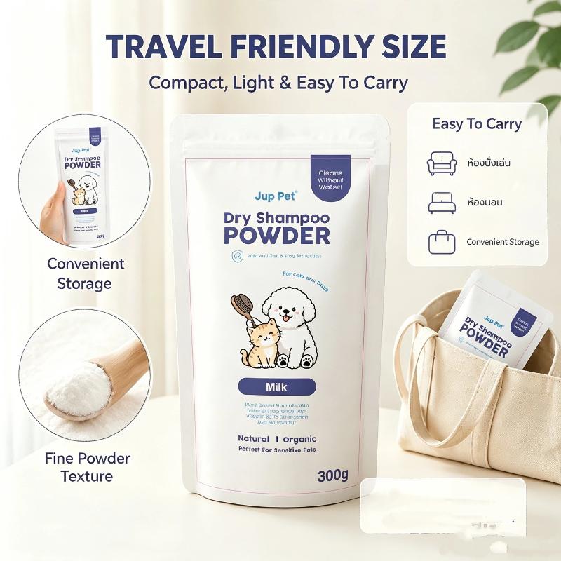 Pet Dry Shampoo Cleaning Powder Dog Cat Bath Powder Dog Odor Deodorizer Plant-Based Pet Cleaning Powder