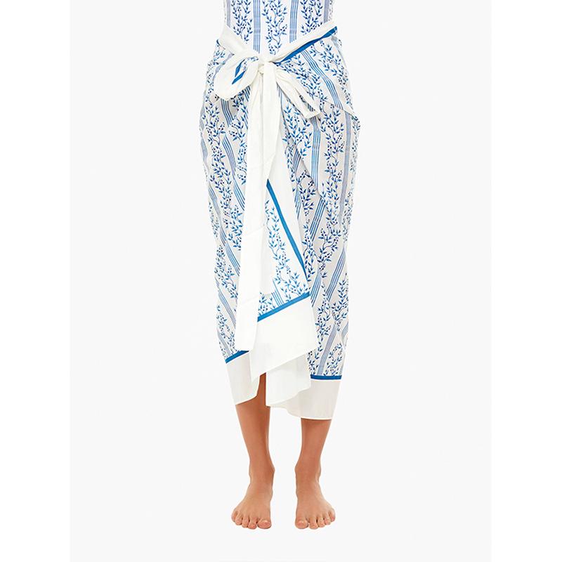 

Европейский и американский стиль для отпуска, юбка миди с принтом и завязками One Size небесно-голубой