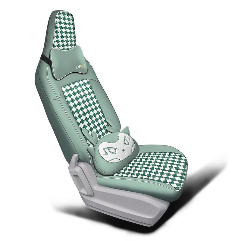 Wuling Sunny Spezielles Autositzkissen: Ganzjahres-, Vollumfassendes Design mit Leder, Faserleinen und Cartoon-Mustern