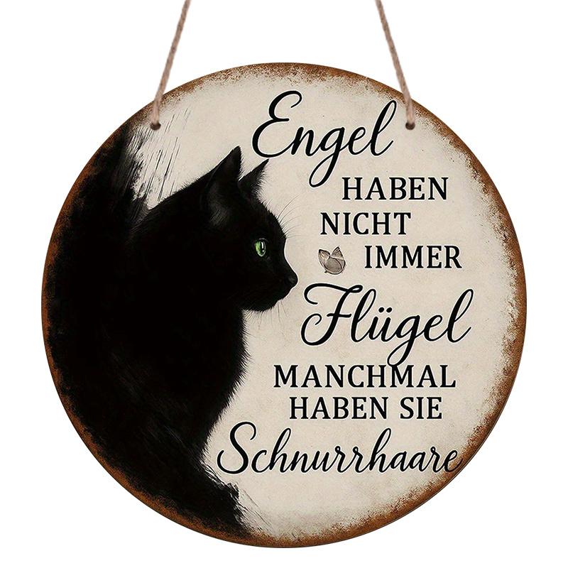 2D Flat, 1pc Round German Aluminum Hanging Sign, Featuring a Vintage Decorative Plaque with the Phrase "Angels Don't Have Wings, Sometimes They Have