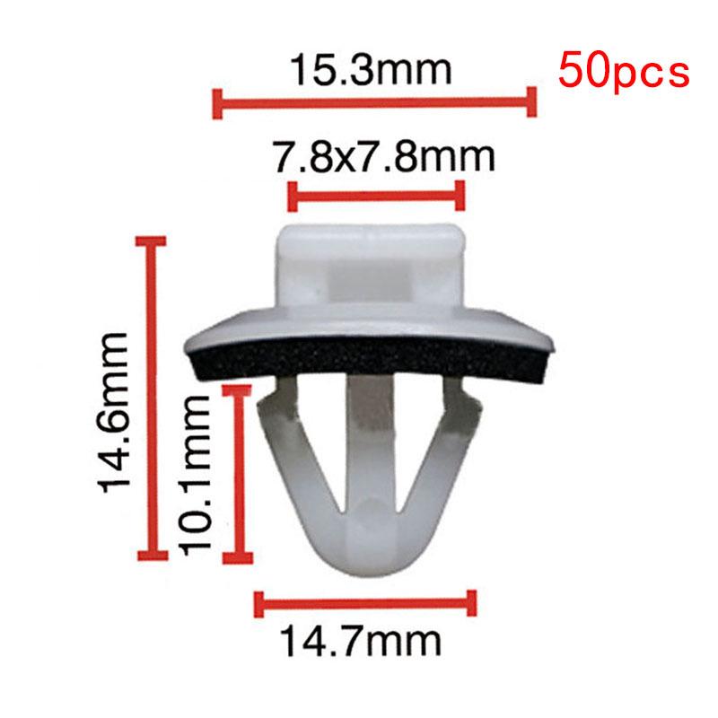 50 White Car Door Panel Clips for Honda, Toyota, Mazda, Nissan, Suzuki (50 Count, D79)