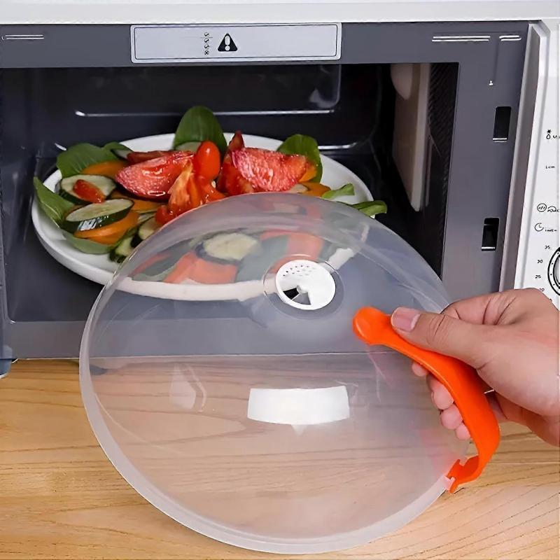 1PCS Microwave Cover For Food With Easy Grab Handle Clear Splash Guard Plastic Lid Mess-Free Food Heating