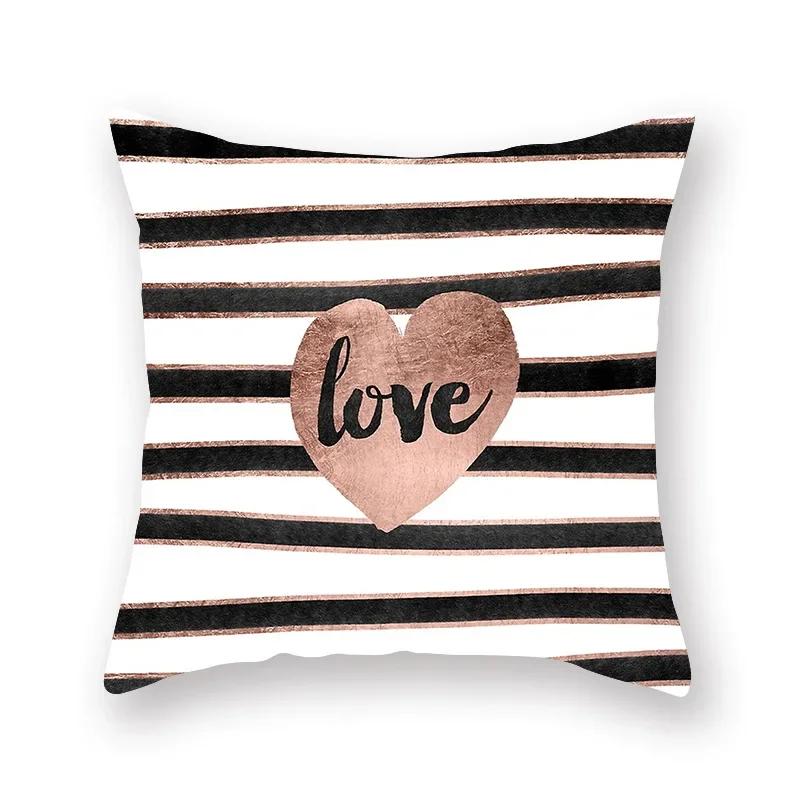 Cute Pink Red Heart Print Home Decor Pillow Sofa Cushion Cover Valentine's Day  Pillowcase
