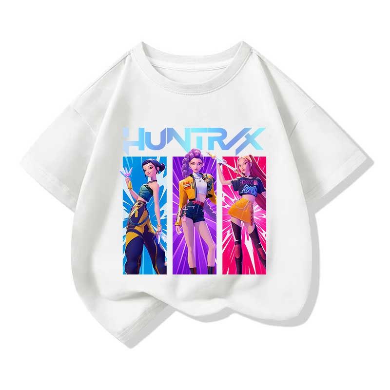 Cool Kpop Hunter Girl Group Pattern Print T Shirt Casual Sports Short-Sleeve T-Shirt Leisure and Versatile