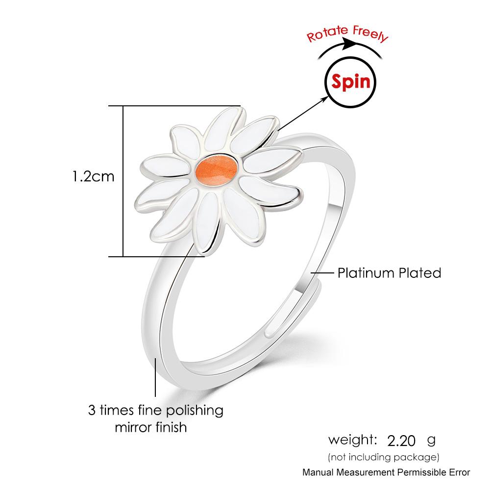 Flower Anxiety Spinner Ring for Women Korean Fashion Open Dripping Oil Rings Adjustable Aesthetic Girl Friend Y2K Jewelry KAR038