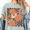 Boho Floral Fall Comfort Colors® Shirt, Pumpkin Season Tshirt, Retro Fall Shirt, Autumn Vibes Shirt, Fall Aesthetic Pumpkin Graphic Tee